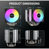Refrigeración De Cpu De Doble Ventilador Argb De 120 Mm