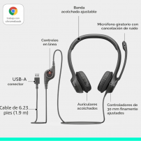 Diadema Logitech H390 USB Negra con Micrófono | Tecsi de Colombia