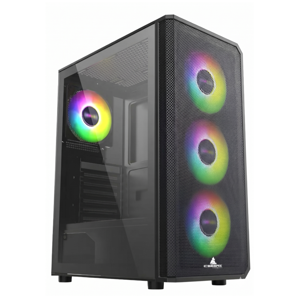 Chasis Gamer Iceberg Flow E Negro Mesh + 4 Ventiladores | Tecsi