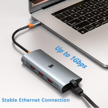 Hub Adaptador USB-C a USB 3.1 y Ethernet 1Gbps | Tecsi