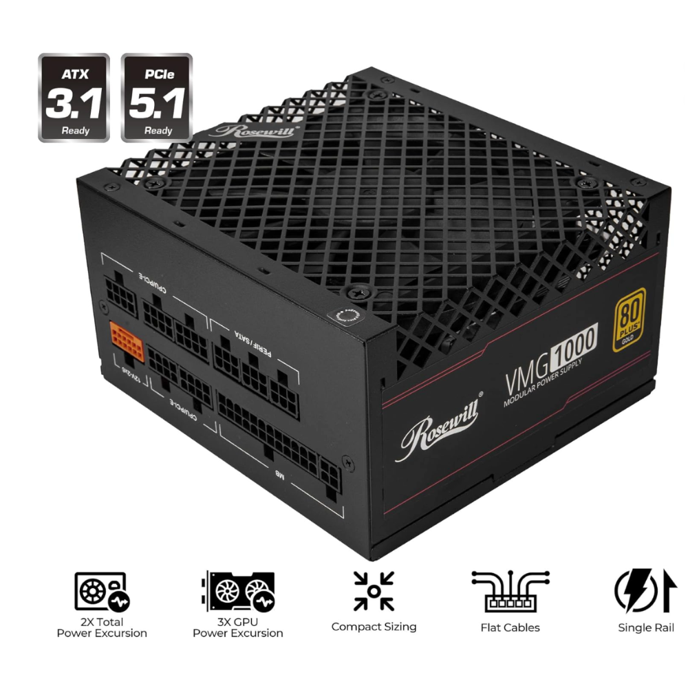 Fuente de Poder Rosewill VMG 1000W 80+ Gold Certificada | TECSI