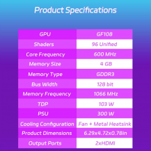Tarjeta Gráfica GeForce GT 730 4GB Perfil Bajo | Tecsi