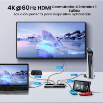 Switch HDMI 4 en 1 4K 60Hz con Control Remoto | TECSI Colombia