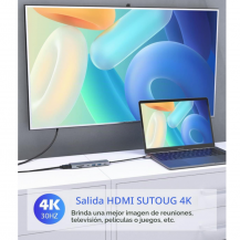 Hub USB-C 7 en 1 con HDMI 4K @ 30Hz | Multiplica tus Puertos en Tecsi