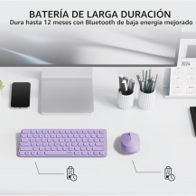 Combo Teclado y Mouse Inalámbrico Rapoo Púrpura | Tecsi