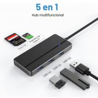 Hub USB 3.0 5 en 1 con Lector SD y MicroSD | Tecsi