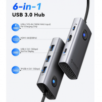 Hub USB-C 6 en 1 ORICO | Adaptador Multipuerto en Tecsi
