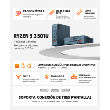 Mini PC Bosgame E2 Ryzen 5 8GB 256GB Win 11 Pro | Tecsi