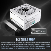 Fuente Thermaltake Toughpower Gt Snow, 750 W, Fuente 80 Plus Gold