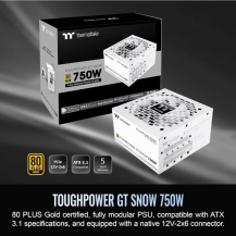 Fuente Thermaltake Toughpower Gt Snow, 750 W, Fuente 80 Plus Gold