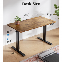 Escritorio Eléctrico 48x24 Pulg, Altura Ajustable Marron