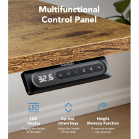 Escritorio Eléctrico 48x24 Pulg, Altura Ajustable Marron