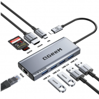 Adaptador Hub Usb C 9 En 1 Hdmi 4k Y Lan De 1000 Mbps Qgeem
