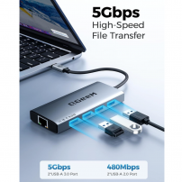 Adaptador Hub Usb C 9 En 1 Hdmi 4k Y Lan De 1000 Mbps Qgeem