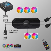 Kit De 6 Ventiladores Argb Con Controlador Y Control Blanco