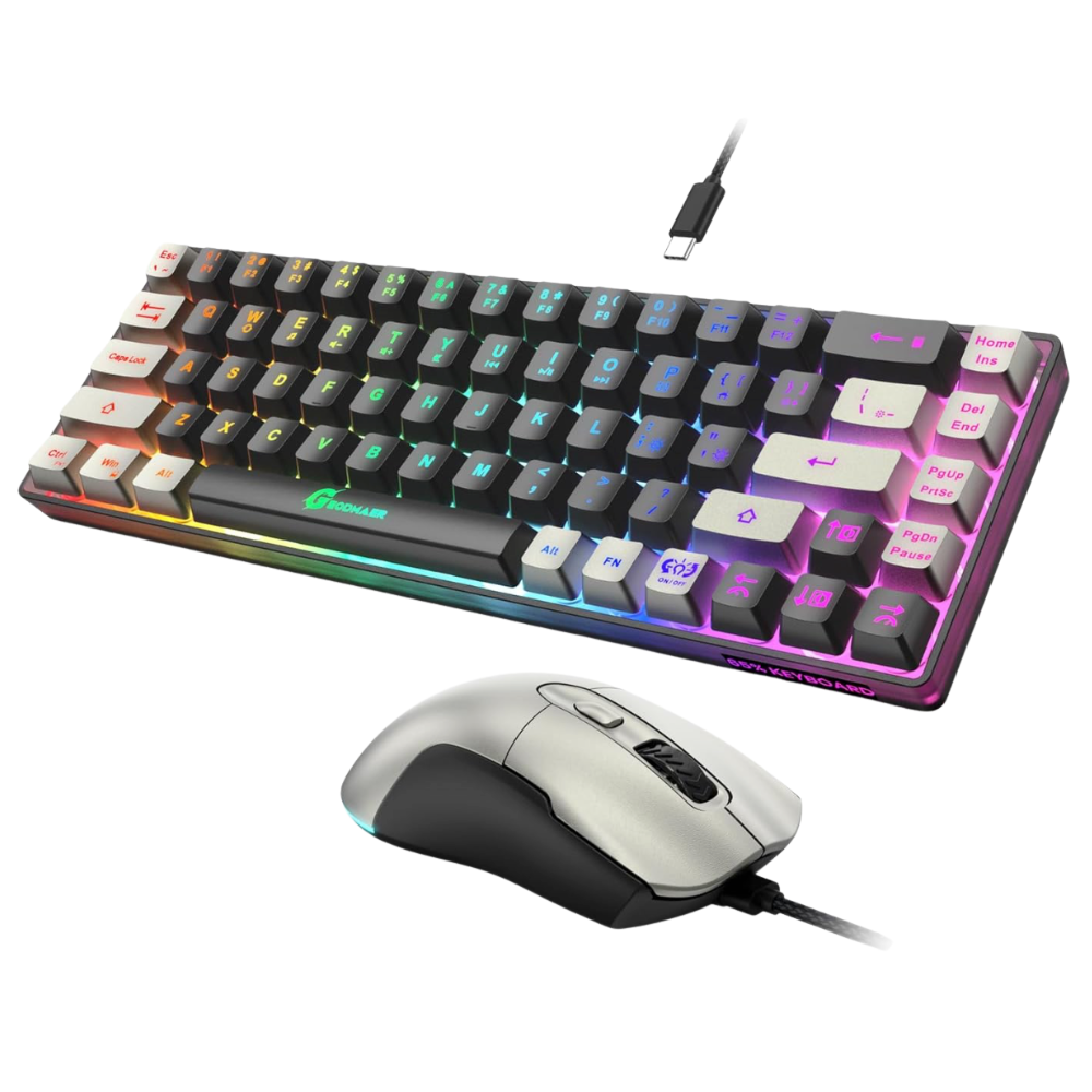 Combo De Teclado Y Mouse Gamer 65%, Retroiluminado