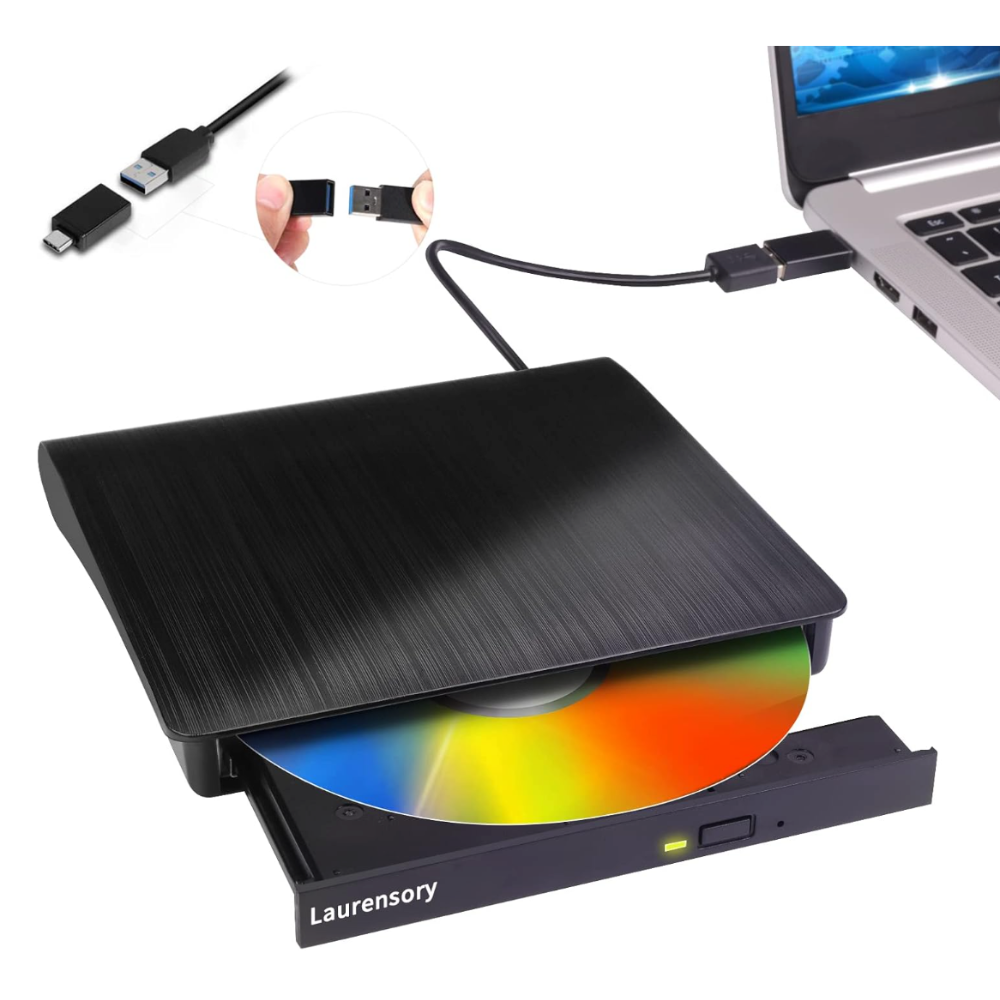 Unidad De Cd Dvd +/-rw Externa Usb 3.0 Usb C Negro