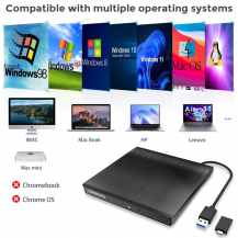 Unidad De Cd Dvd +/-rw Externa Usb 3.0 Usb C Negro