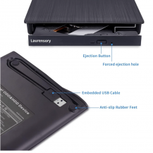 Unidad De Cd Dvd +/-rw Externa Usb 3.0 Usb C Negro