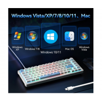 teclado Para Juegos Con Cable Tecknet, Retroiluminación Rgb Blanco Inglés Us