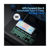 teclado Para Juegos Con Cable Tecknet, Retroiluminación Rgb Blanco Inglés Us