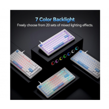 teclado Para Juegos Con Cable Tecknet, Retroiluminación Rgb Blanco Inglés Us