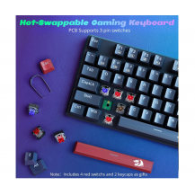 Redragon Teclado Mecánico Para Juegos Con Cable, Negro Inglés Us