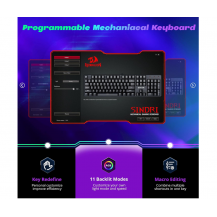 Redragon Teclado Mecánico Para Juegos Con Cable, Negro Inglés Us