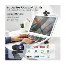 Cámara Web Hd 1080p Szgiaruy Con Micrófono Y Tapa De Negro Negro